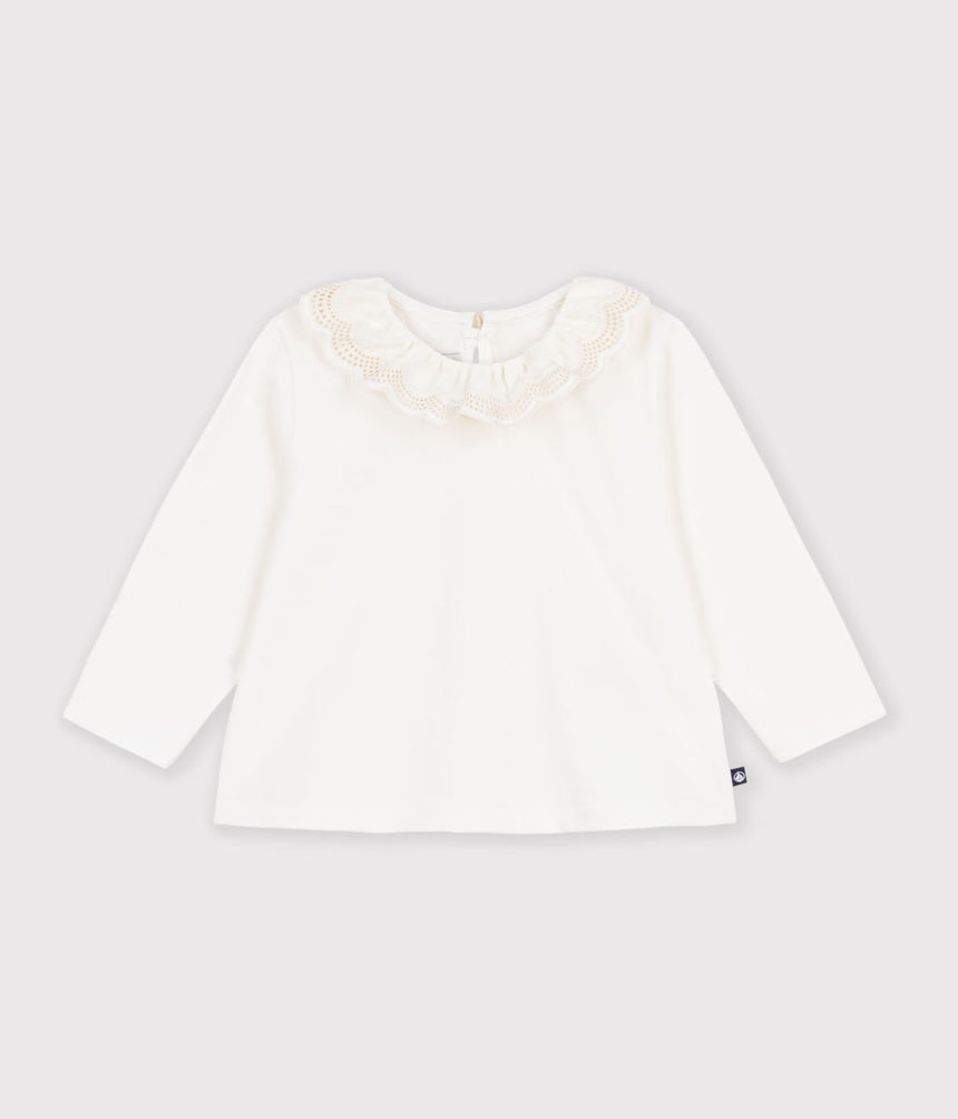 BABIES' LONG-SLEEVED PLAIN COTTON T-SHIRT