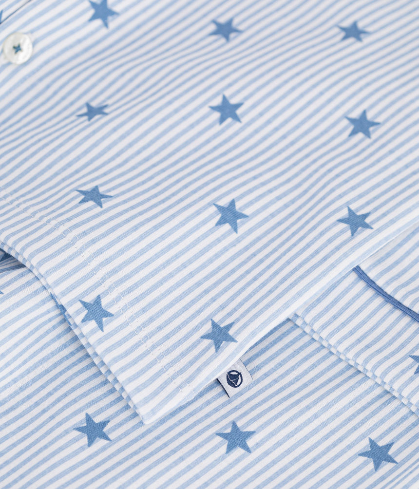 CHILDREN'S BUTTONED STAR PRINTED COTTON PYJAMAS