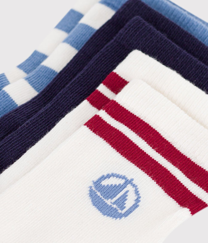 PAIRS OF CHILDREN'S STRIPY COTTON SOCKS