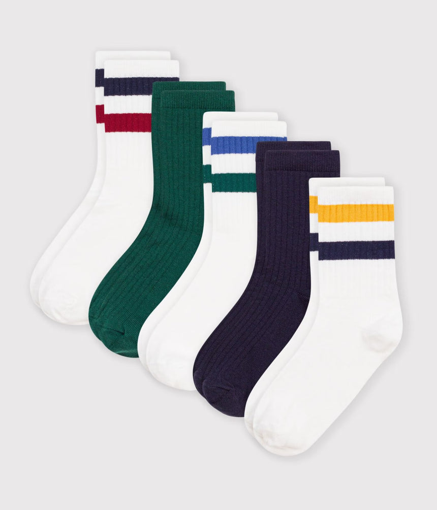 5 PAIRS OF CHILDREN'S PLAIN COTTON SOCKS