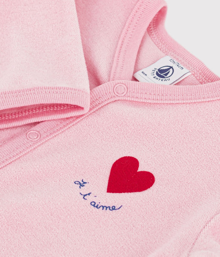 BABIES' PLAIN VELOUR PYJAMA SUIT WITH A PLACED DESIGN