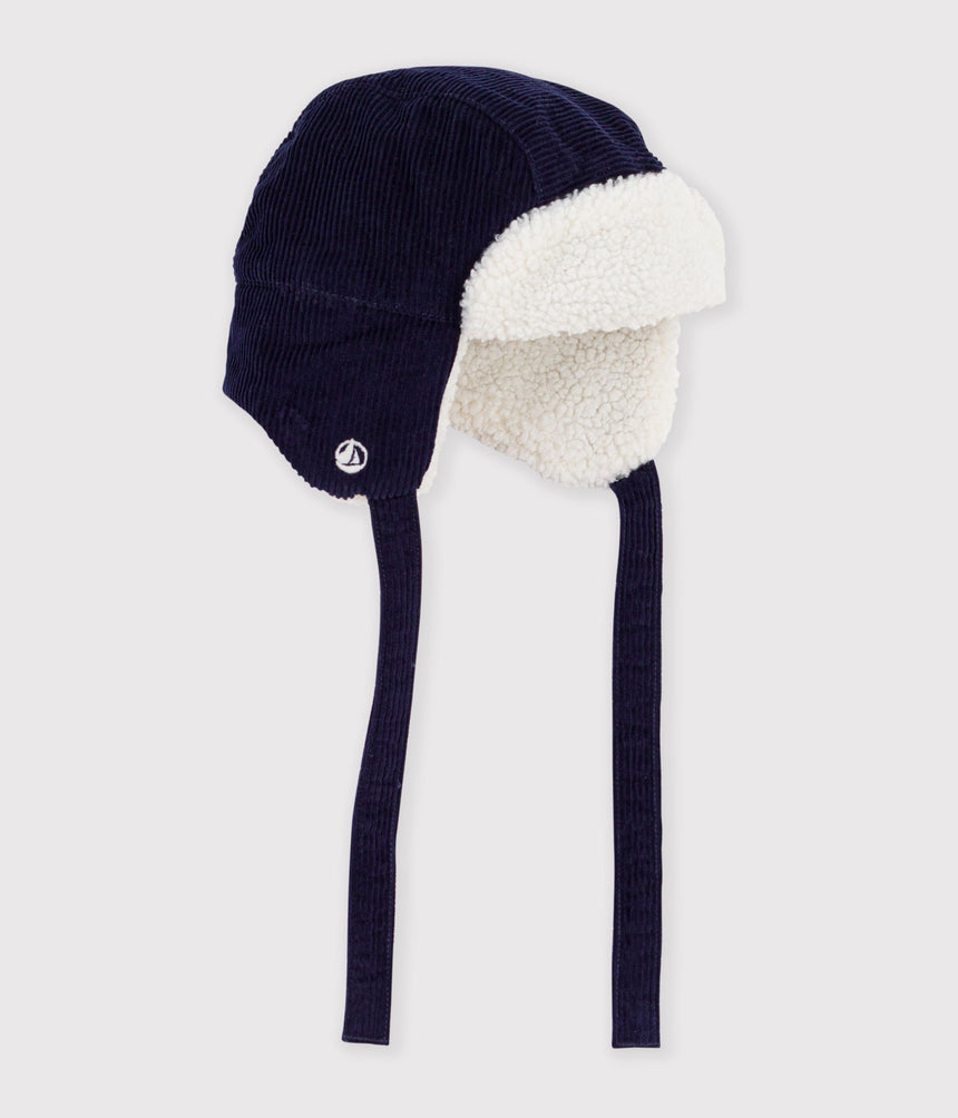 BABIES' CHAPKA IN SHERPA-LINED CORDUROY