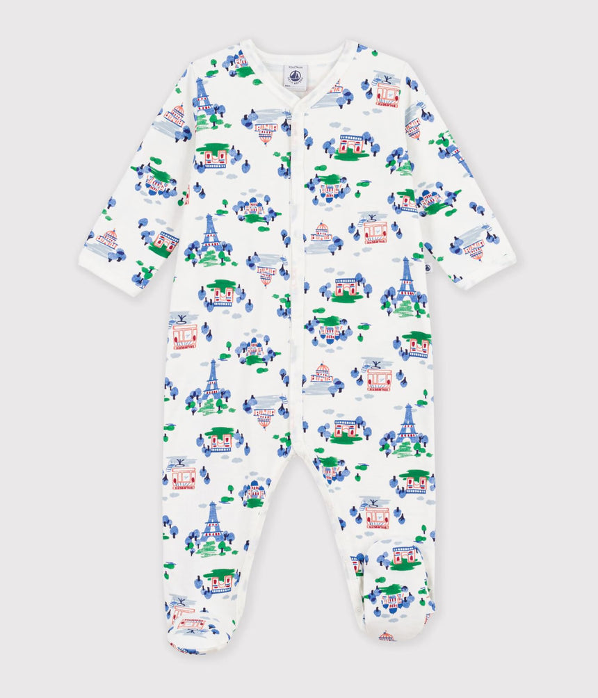 BABIES' PARIS PRINT FLEECE PYJAMA SUIT