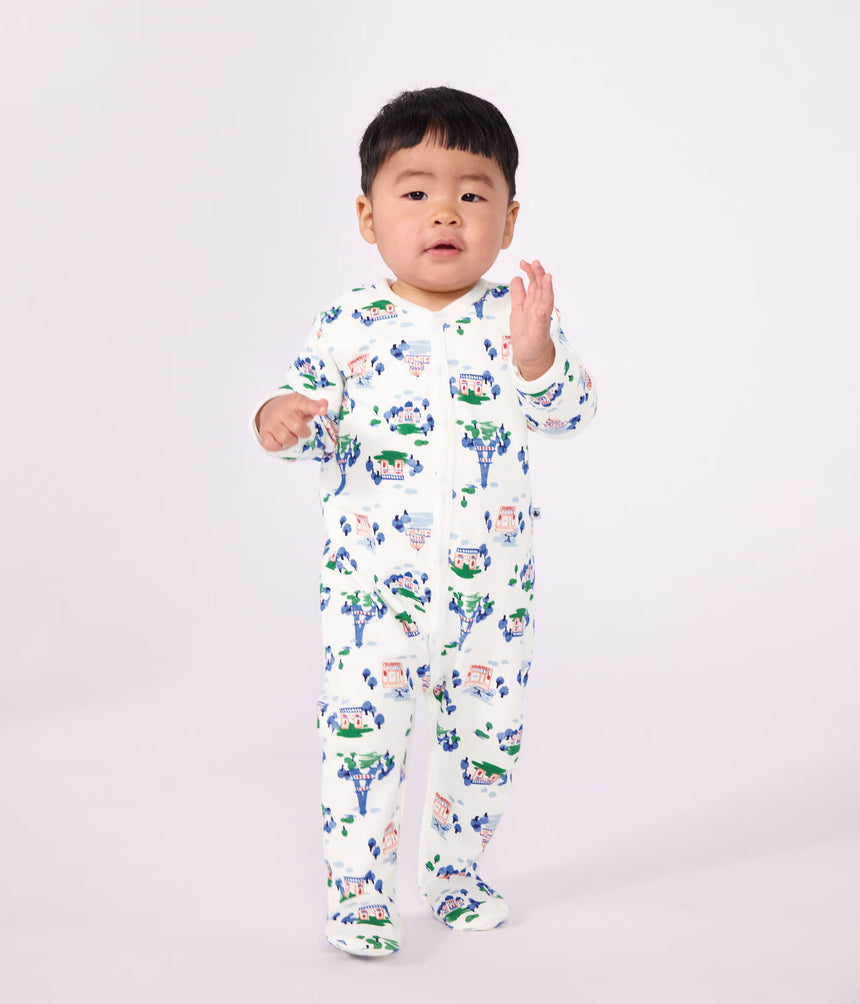 BABIES' PARIS PRINT FLEECE PYJAMA SUIT