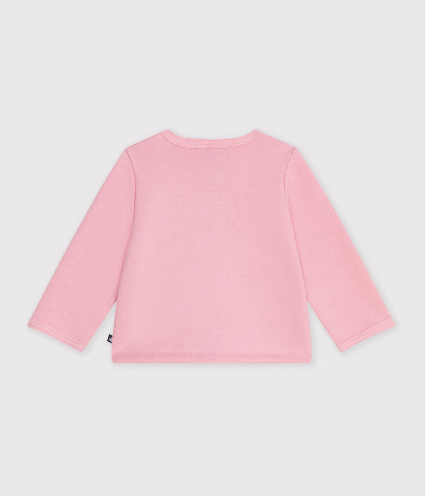 BABIES' PLAIN COTTON CARDIGAN WITH A HEART BADGE