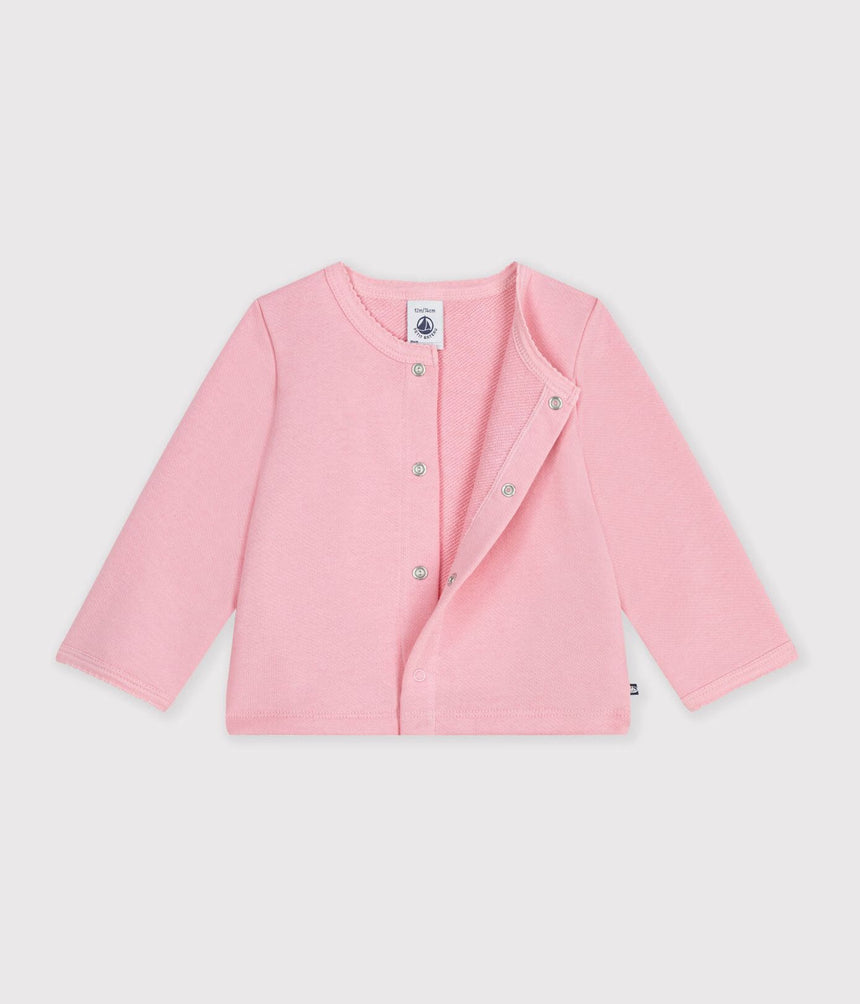 BABIES' PLAIN COTTON CARDIGAN WITH A HEART BADGE
