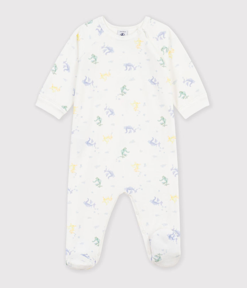 BABIES' VELOUR PYJAMA SUIT PRINTED WITH DRAGONS