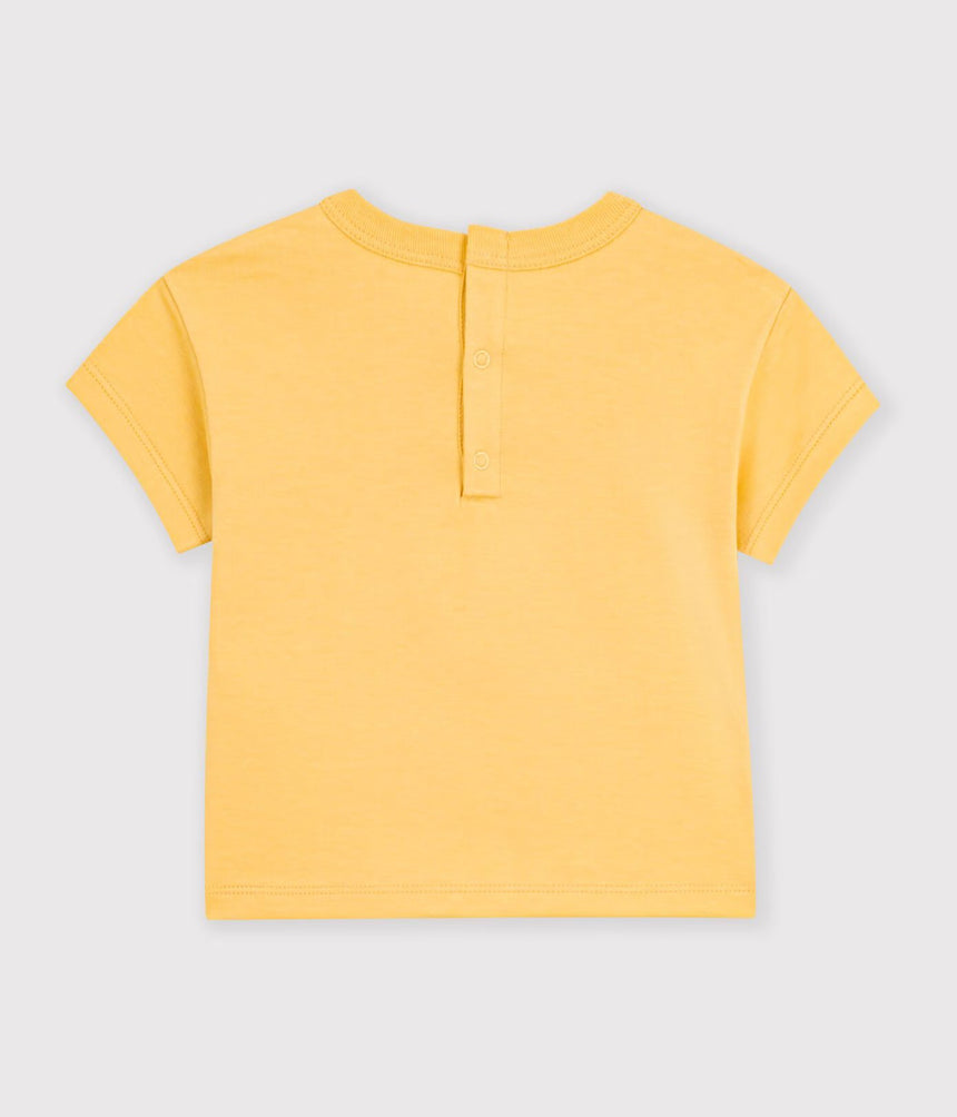 BABIES' PLAIN SHORT-SLEEVED PATTERNED COTTON T-SHIRT