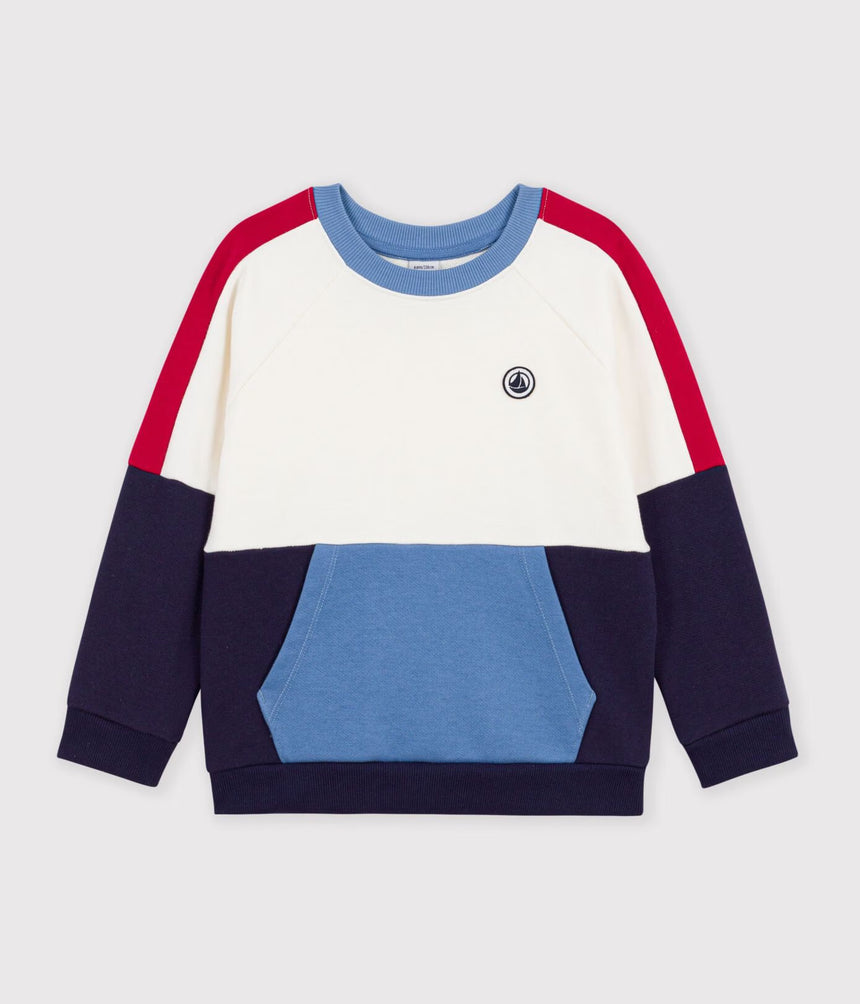 CHILDREN'S PLAIN COLOURBLOCK COTTON SWEATSHIRT