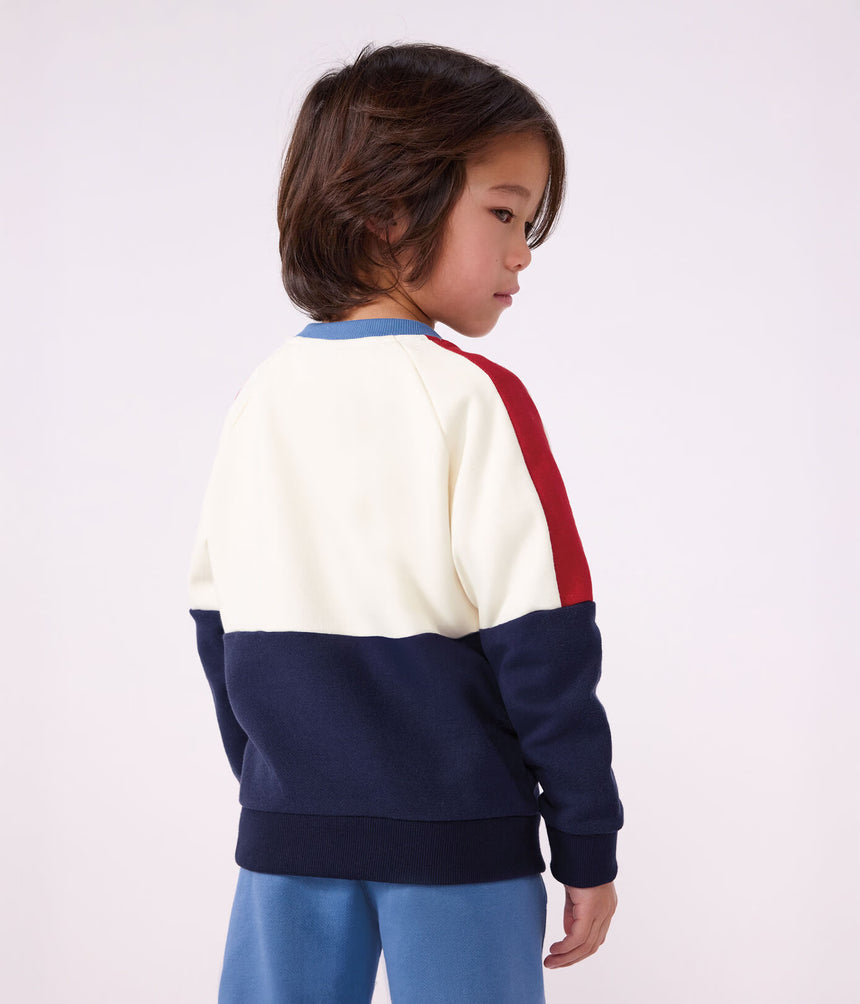 CHILDREN'S PLAIN COLOURBLOCK COTTON SWEATSHIRT