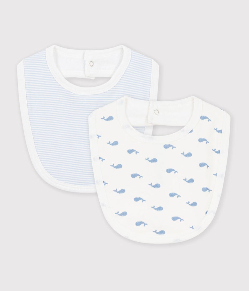 PACK OF WHALE PRINT COTTON BIBS FOR BABIES