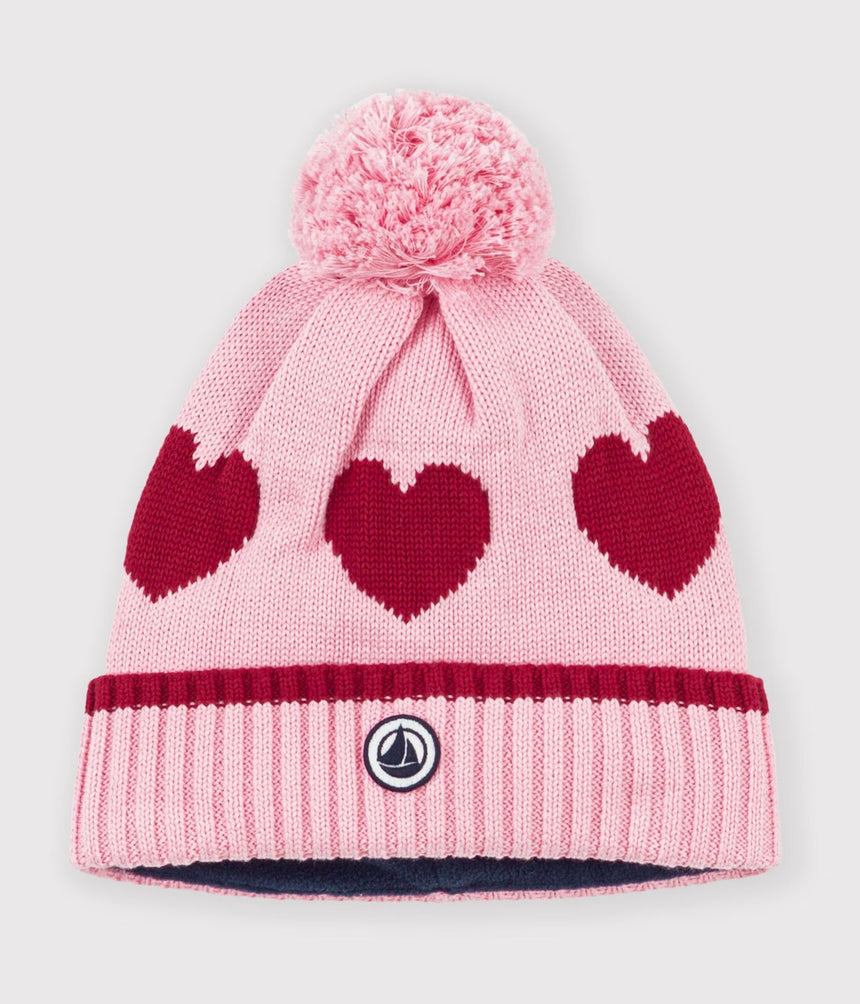 CHILDREN'S JACQUARD KNITTED BEANIE HAT LINED IN POLAR FLEECE