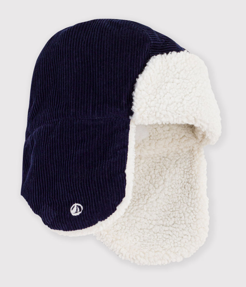 CHILDREN'S CHAPKA IN SHERPA-LINED CORDUROY