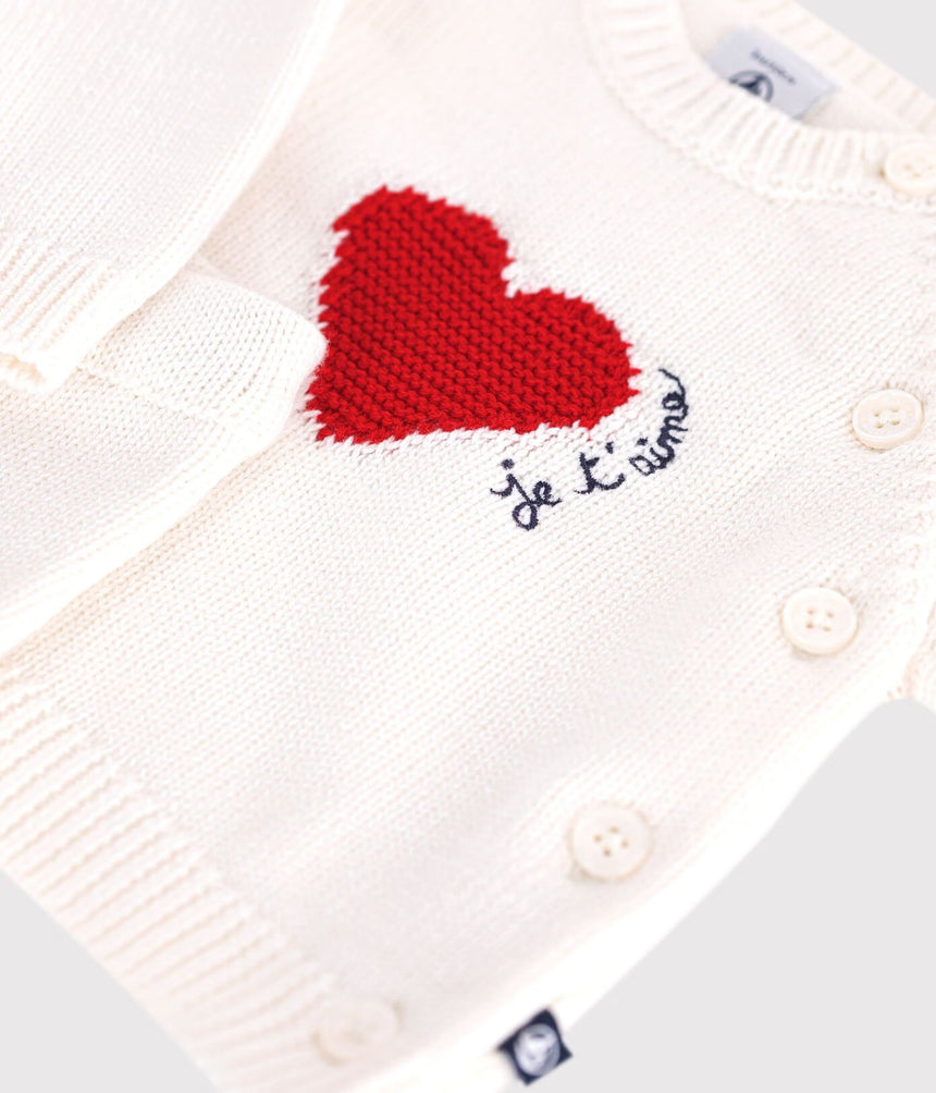 JACQUARD HEART-PATTERNED KNITTED OUTFIT FOR BABIES