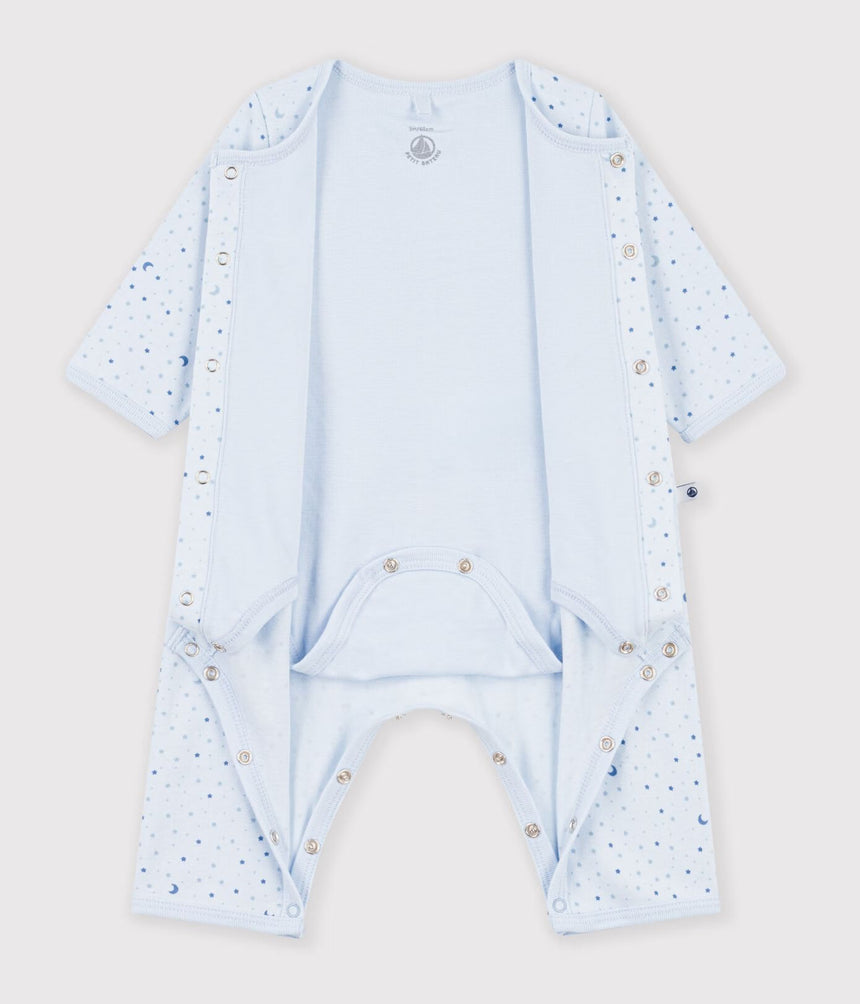 BABIES' FOOTLESS COTTON BODYJAMAS PRINTED WITH STARS