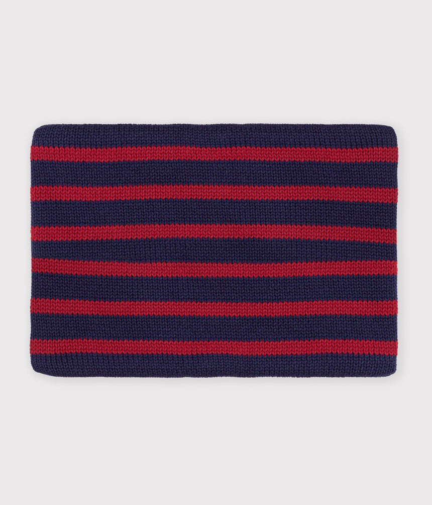 CHILDREN'S STRIPY FLEECE-LINED KNITTED SNOOD