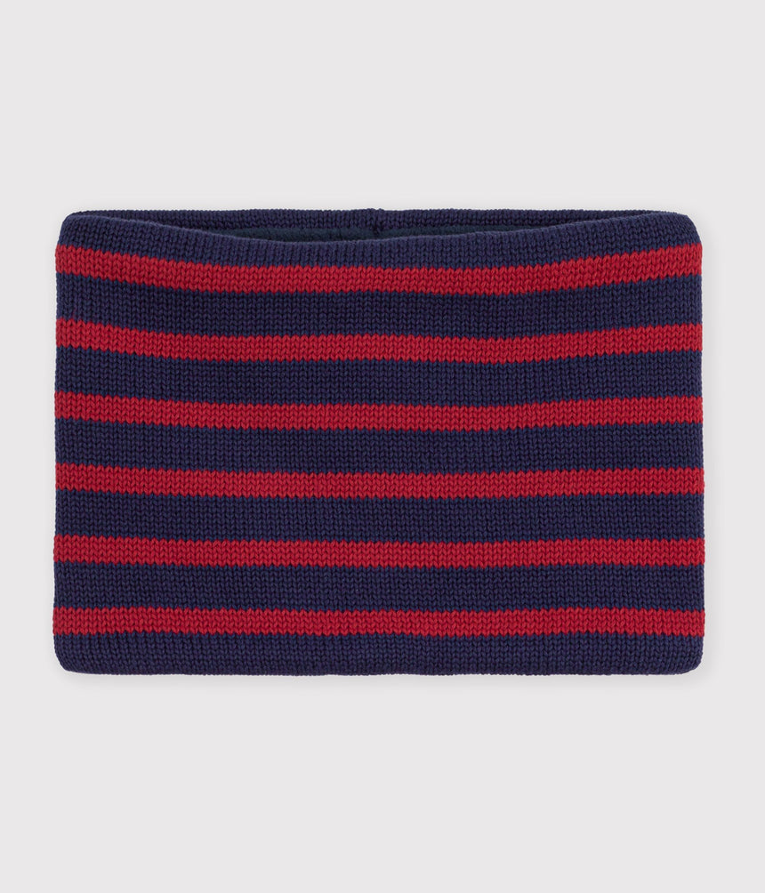 CHILDREN'S STRIPY FLEECE-LINED KNITTED SNOOD