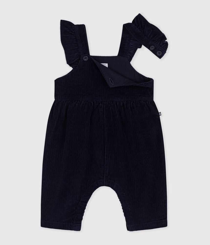 BABIES' LONG-LEG DUNGAREES IN PLAIN CORDUROY