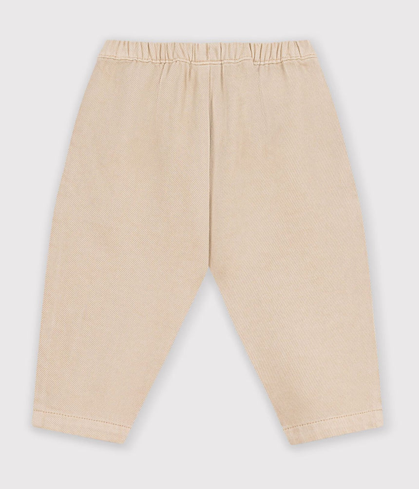 BABIES' CARGO-STYLE TROUSERS IN PLAIN COTTON WITH A BADGE