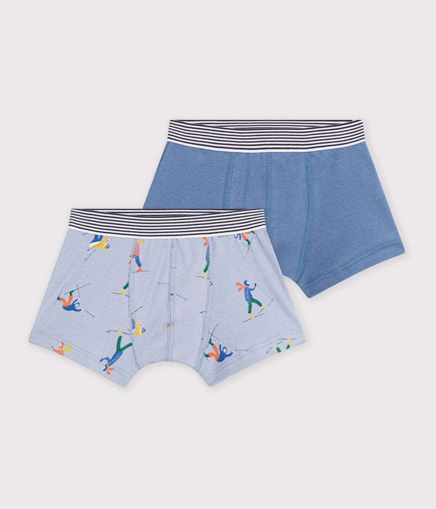 PACK OF CHILDREN'S SKIER-PRINT COTTON BOXERS