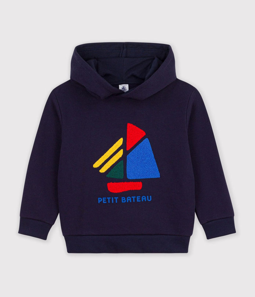 CHILDREN'S COTTON HOODIE WITH A BOAT MOTIF