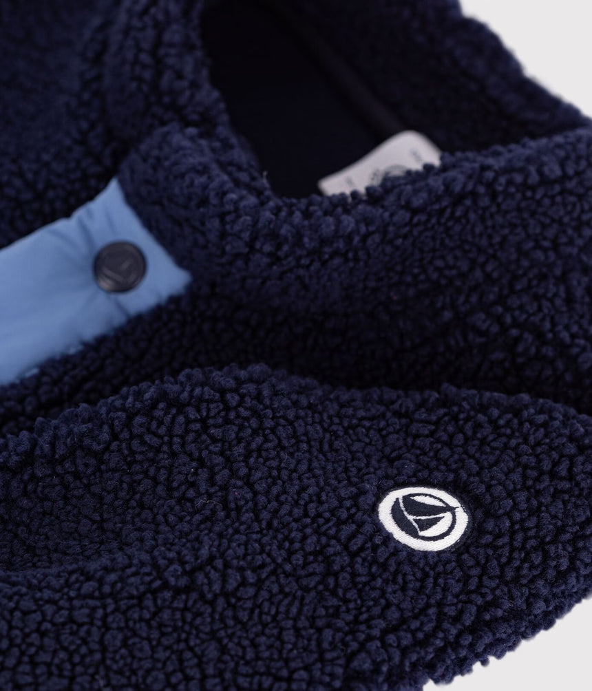 BABIES' PLAIN PADDED SHERPA COAT WITH A HOOD