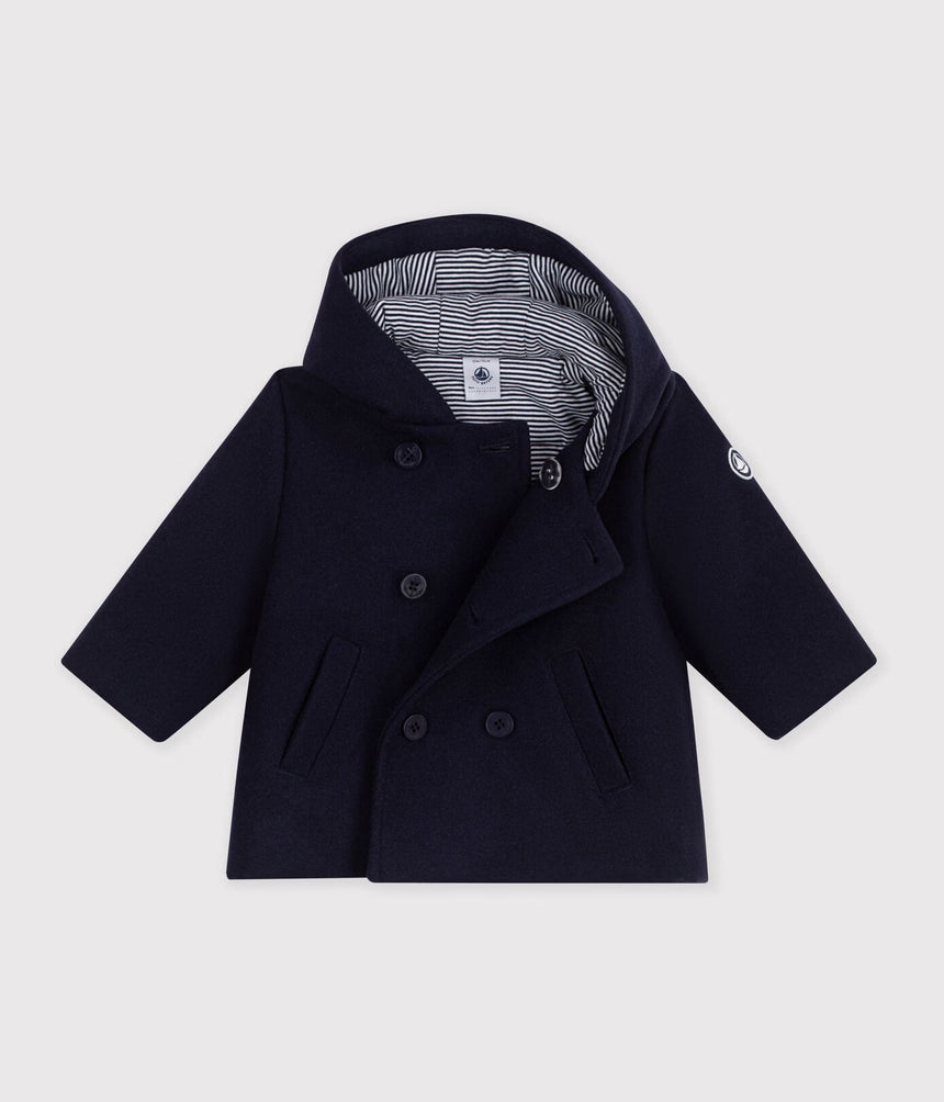 BABIES' PEA COAT IN PLAIN WOOLLEN BROADCLOTH
