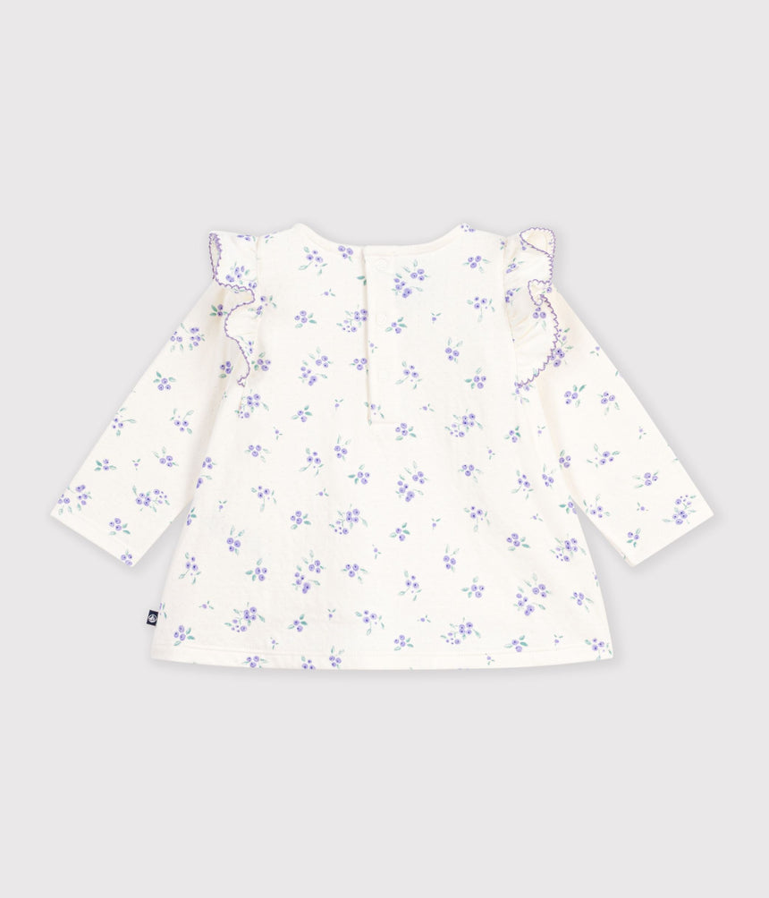 BABIES' LONG-SLEEVED FLORAL-PRINT COTTON BLOUSE