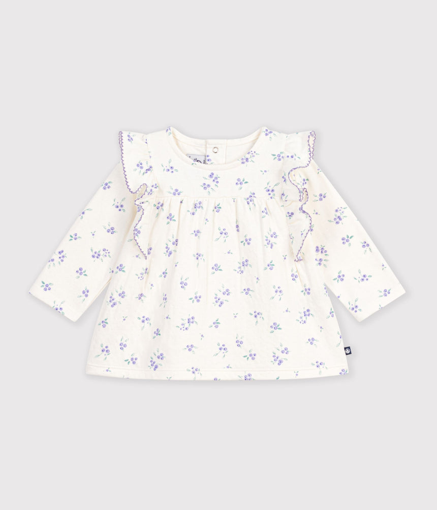 BABIES' LONG-SLEEVED FLORAL-PRINT COTTON BLOUSE