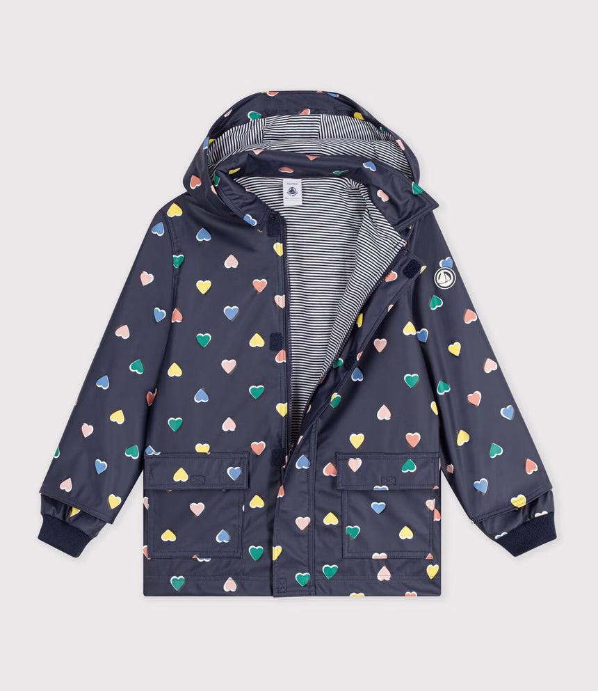 CHILDREN'S HEART PRINT RAINCOAT