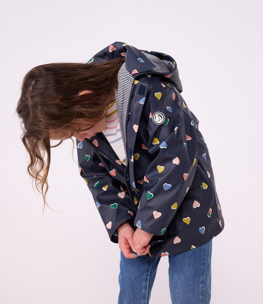 CHILDREN'S HEART PRINT RAINCOAT