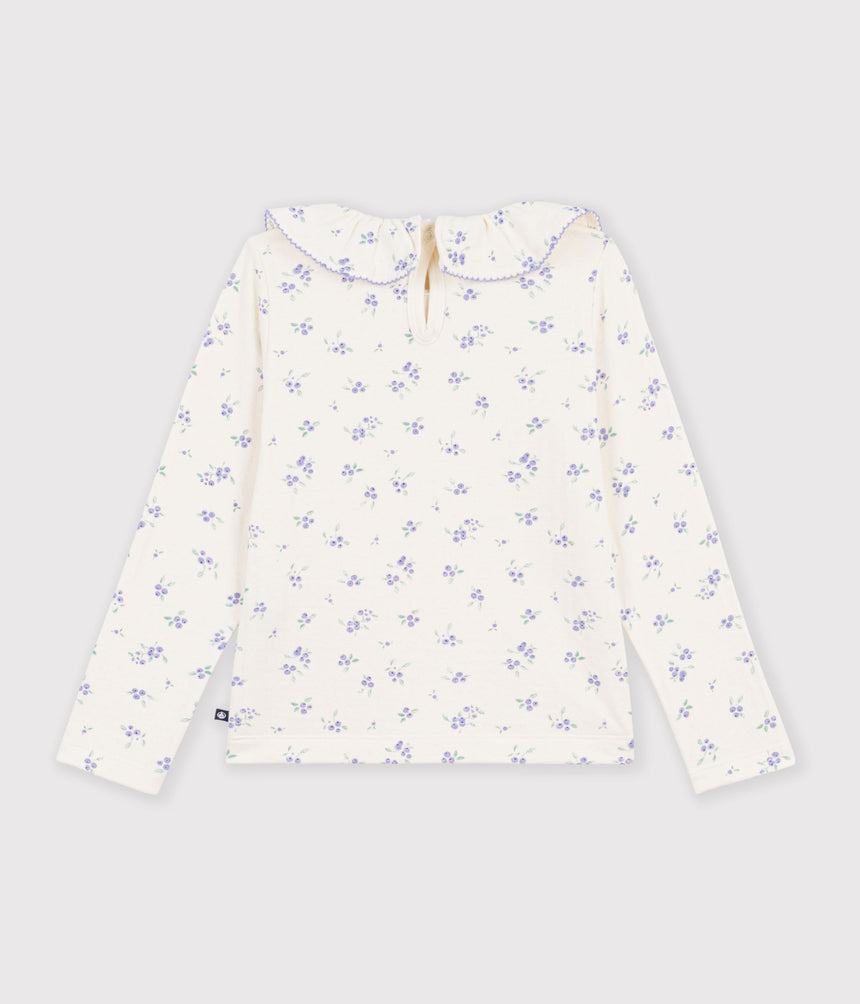 CHILDREN'S LONG-SLEEVED FLORAL T-SHIRT WITH A COLLAR