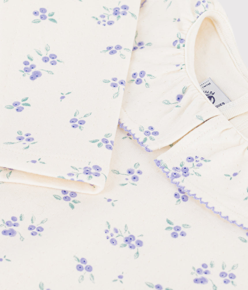 CHILDREN'S LONG-SLEEVED FLORAL T-SHIRT WITH A COLLAR