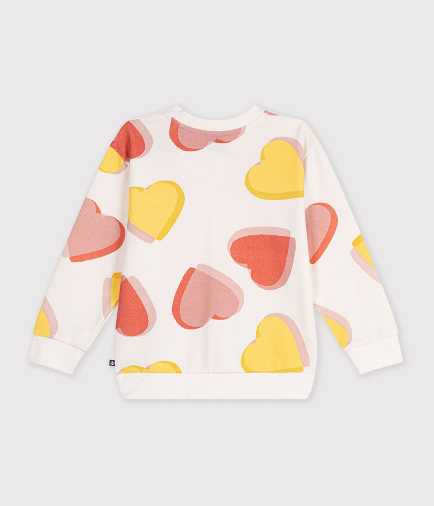 CHILDREN'S COTTON SWEATSHIRT PRINTED WITH HEARTS