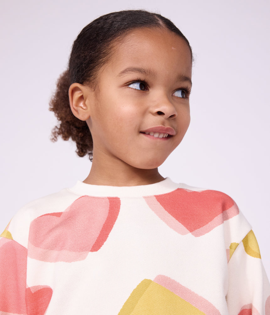 CHILDREN'S COTTON SWEATSHIRT PRINTED WITH HEARTS
