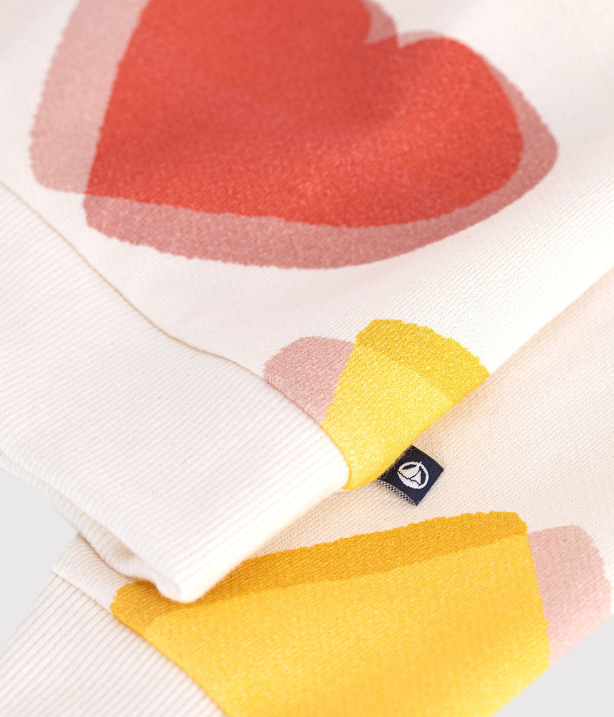 CHILDREN'S COTTON SWEATSHIRT PRINTED WITH HEARTS
