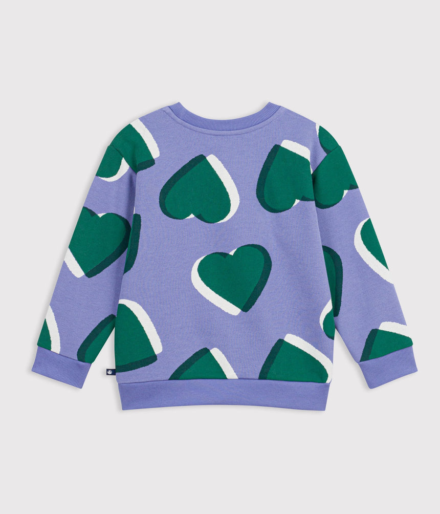 CHILDREN'S COTTON SWEATSHIRT PRINTED WITH HEARTS