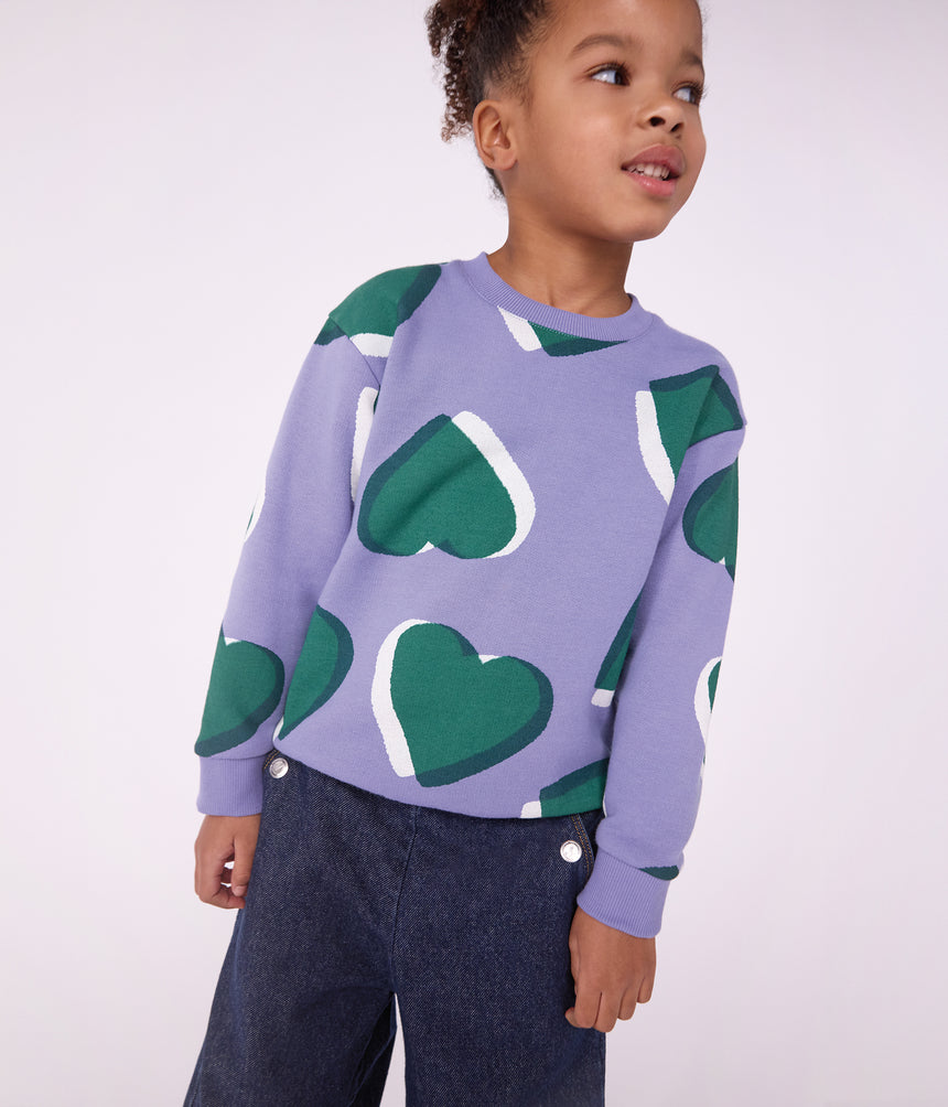CHILDREN'S COTTON SWEATSHIRT PRINTED WITH HEARTS