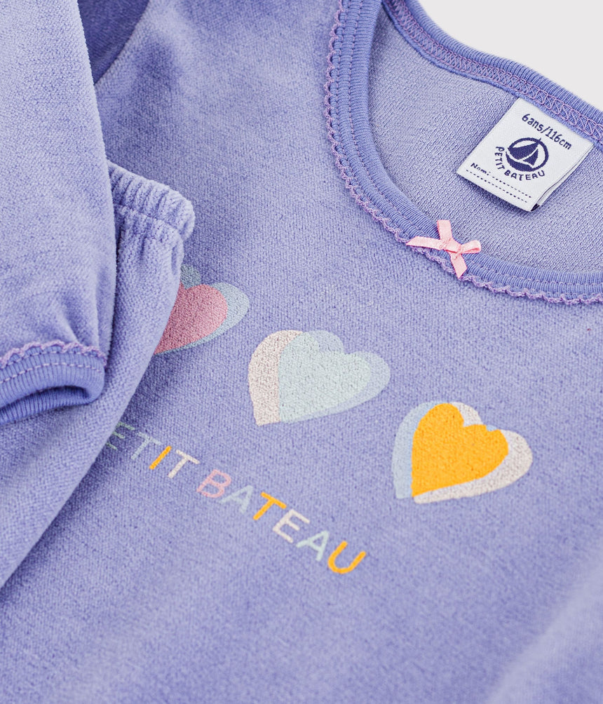 CHILDREN'S VELOUR PYJAMAS WITH A HEART MOTIF