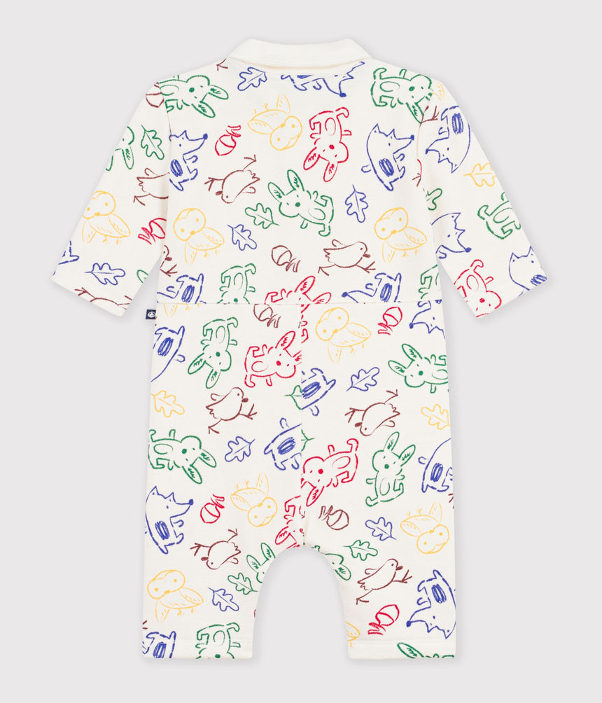BABIES' LONG ANIMAL PRINT COTTON JUMPSUIT