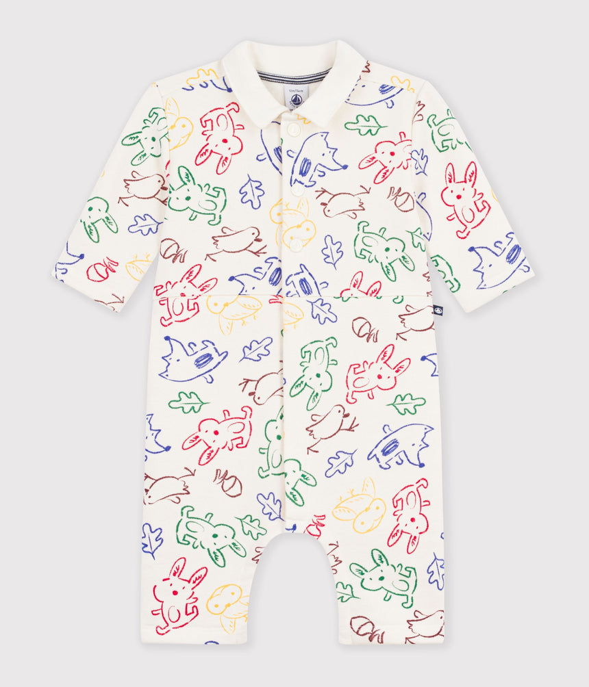 BABIES' LONG ANIMAL PRINT COTTON JUMPSUIT