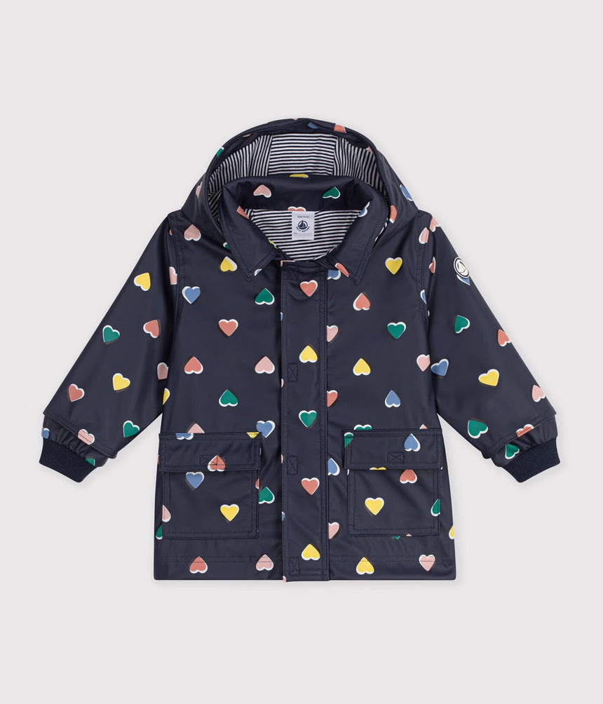 BABIES' ICONIC HEART PRINT RAINCOAT