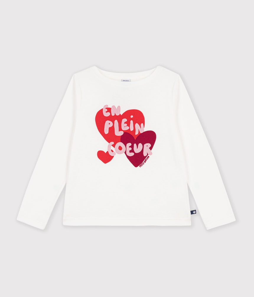 CHILDREN'S LONG-SLEEVED HEART-PATTERNED T-SHIRT