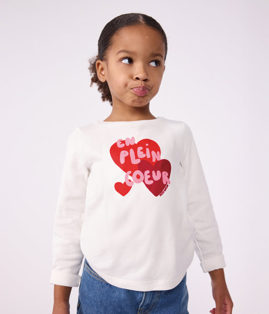 CHILDREN'S LONG-SLEEVED HEART-PATTERNED T-SHIRT