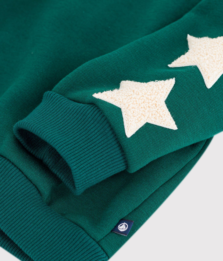 BABIES' PLAIN COTTON SWEATSHIRT WITH STAR BADGES