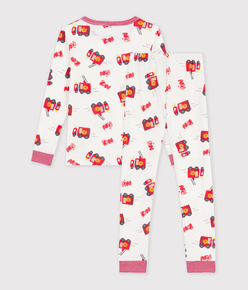CHILDREN'S SNUG-FITTING FIREFIGHTER PRINT COTTON PYJAMAS