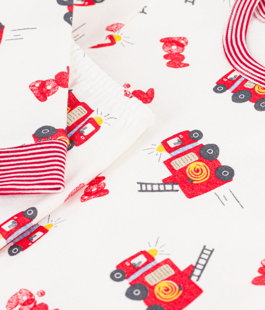 CHILDREN'S SNUG-FITTING FIREFIGHTER PRINT COTTON PYJAMAS