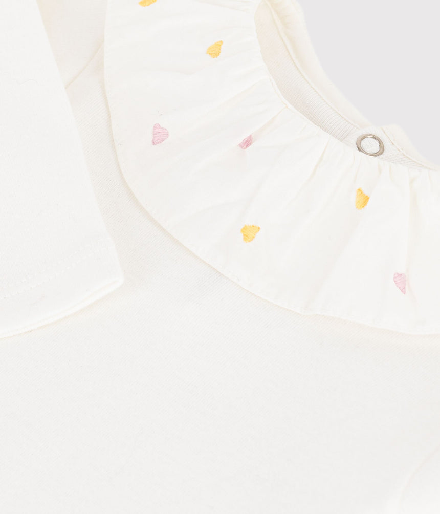 BABIES' PLAIN COTTON BODY WITH AN EMBROIDERED COLLAR