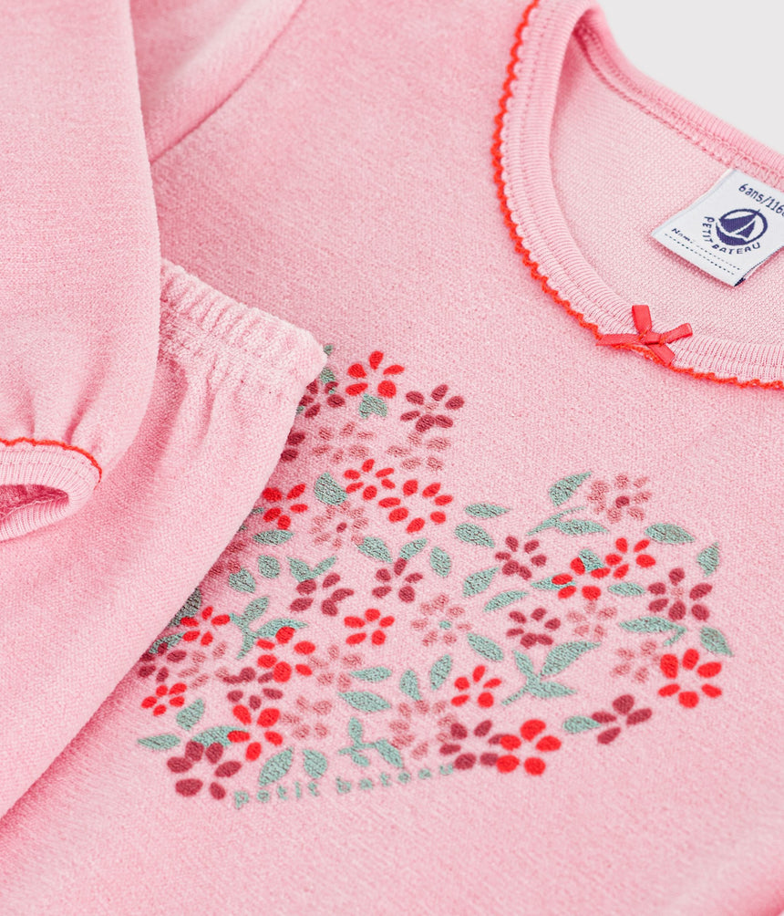 CHILDREN'S VELOUR PYJAMAS WITH A HEART MOTIF