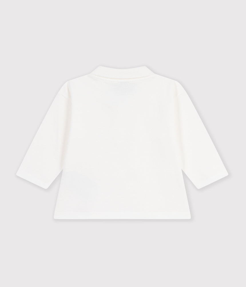 BABIES' LONG-SLEEVED PLAIN COTTON POLO SHIRT